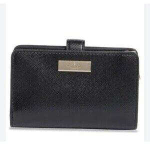 100% Authentic Kate Spade Kenzie Medium Compact Wallet in Black #KK043 NWT